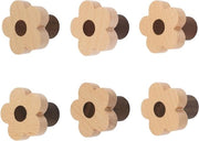 6 Pezzi di Punti in Legno a Forma di Fiori - Maniglie in Quercia per Armadio e Comparto - Inclusi Viti