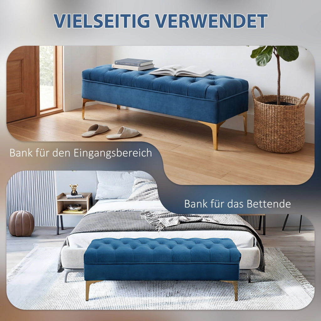Letto contenitore imbottito in velluto blu ¨C Minimal ¨C 90x200 cm