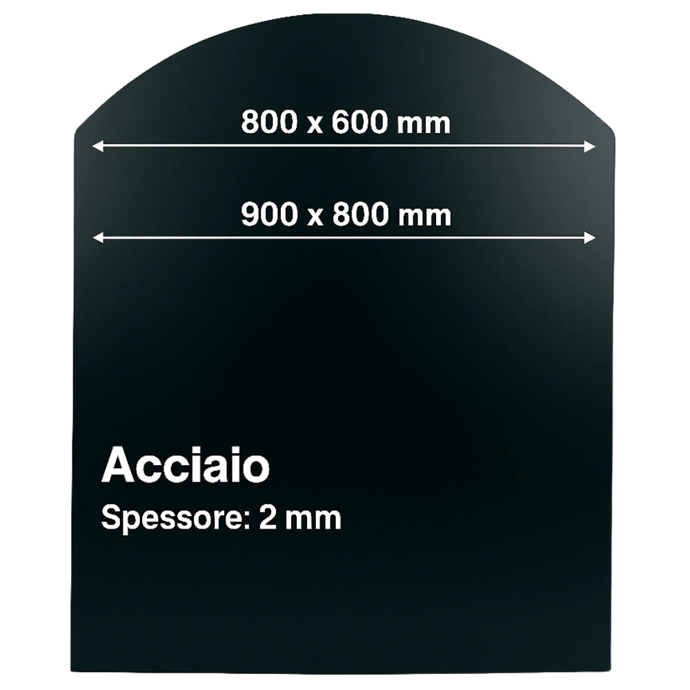 Pedana salva pavimento in lamiera stufa a pellet protezione cenere fuliggine *** misure 800 x 600 mm (tonda), confezi...