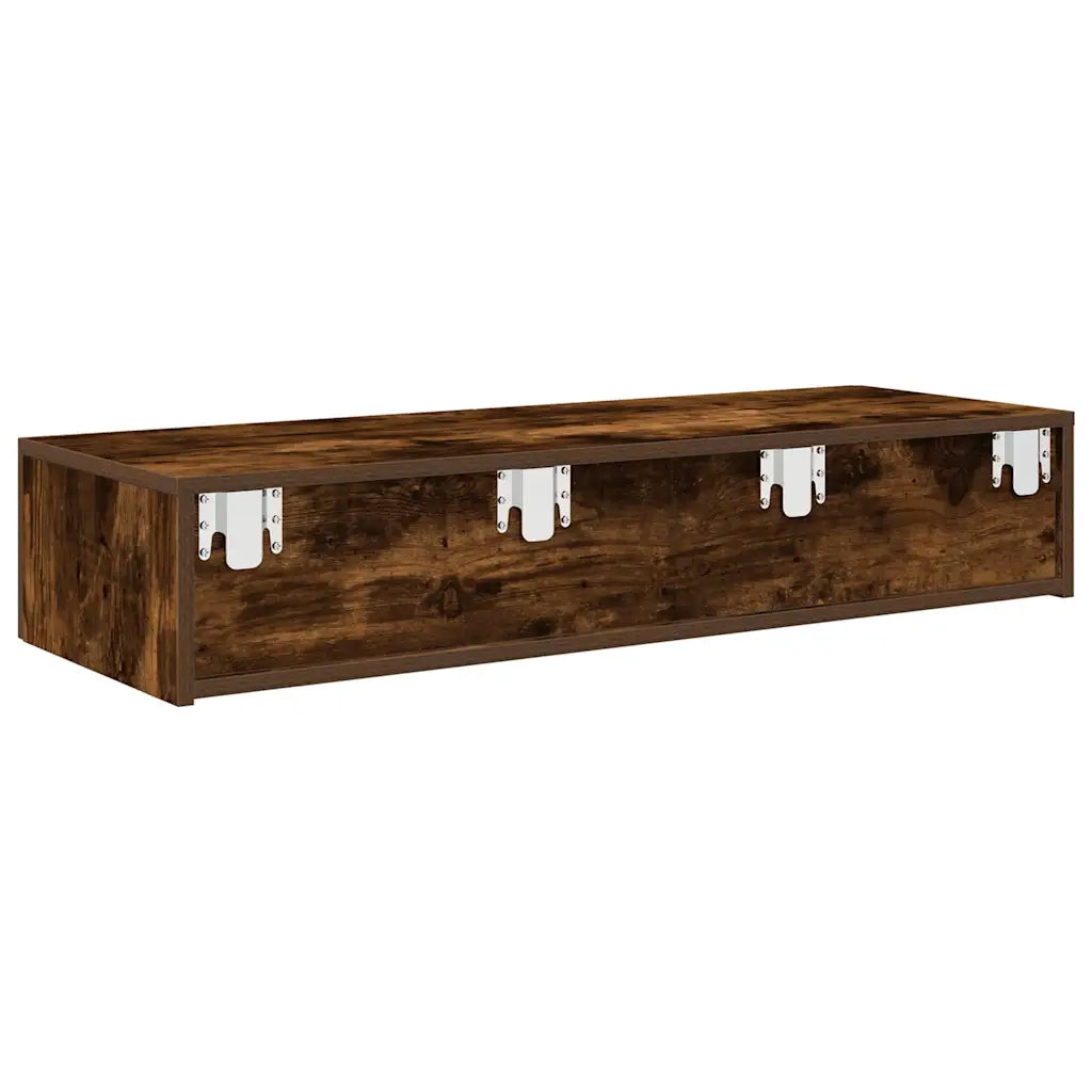 Scaffale a Parete con Cassetti Fumo 100x36x19 cm in Truciolato 859990