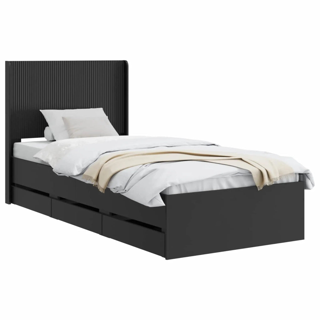 Struttura del letto con stoccaggio e testata Nero 90 x 200 cm 3413978