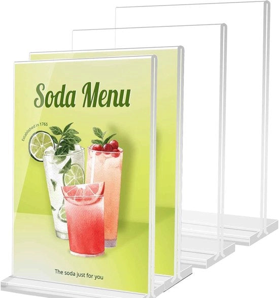 Standarizzatore per tavolo A4 - supporto per menu - 4 pezzi - trasparente