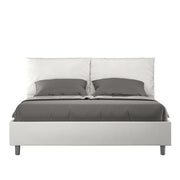 BS COM Letto matrimoniale contenitore imbottito 160x210 similpelle bianco