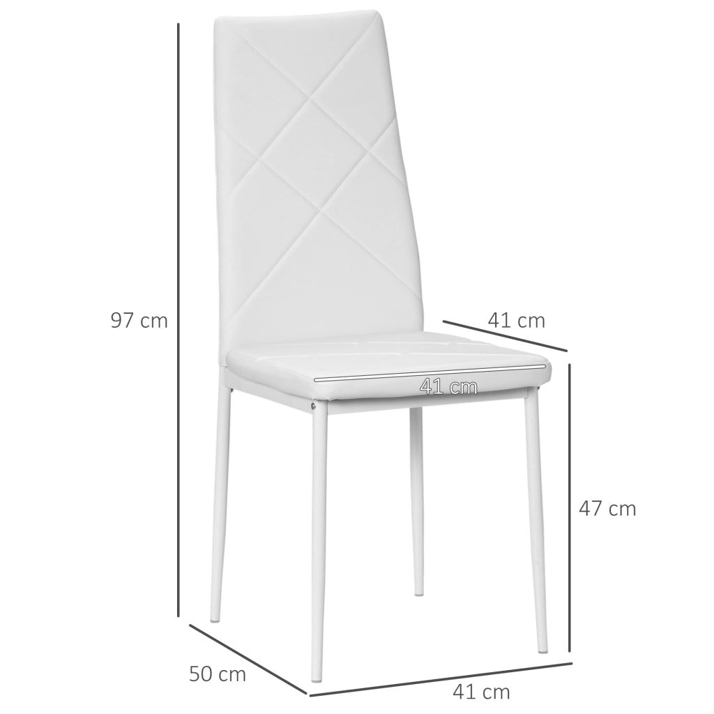 Set di 4 sedie da pranzo con schienale alto, rivestimento in similpelle e gambe in metallo ¨C Minimal ¨C Bianco
