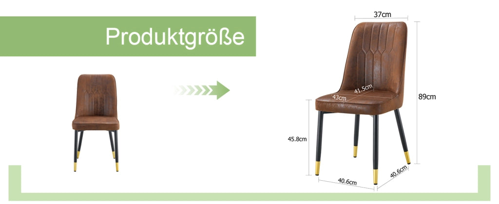 Set di 2 sedie da pranzo: sedie moderne marroni con schienale in tessuto tecnico e gambe in metallo nero, adatte a diversi ambienti come sala da pranz