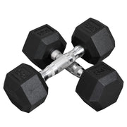 Manubri esagonali, set da 2, 2 x 5 kg, in ghisa con rivestimento in gomma, neri