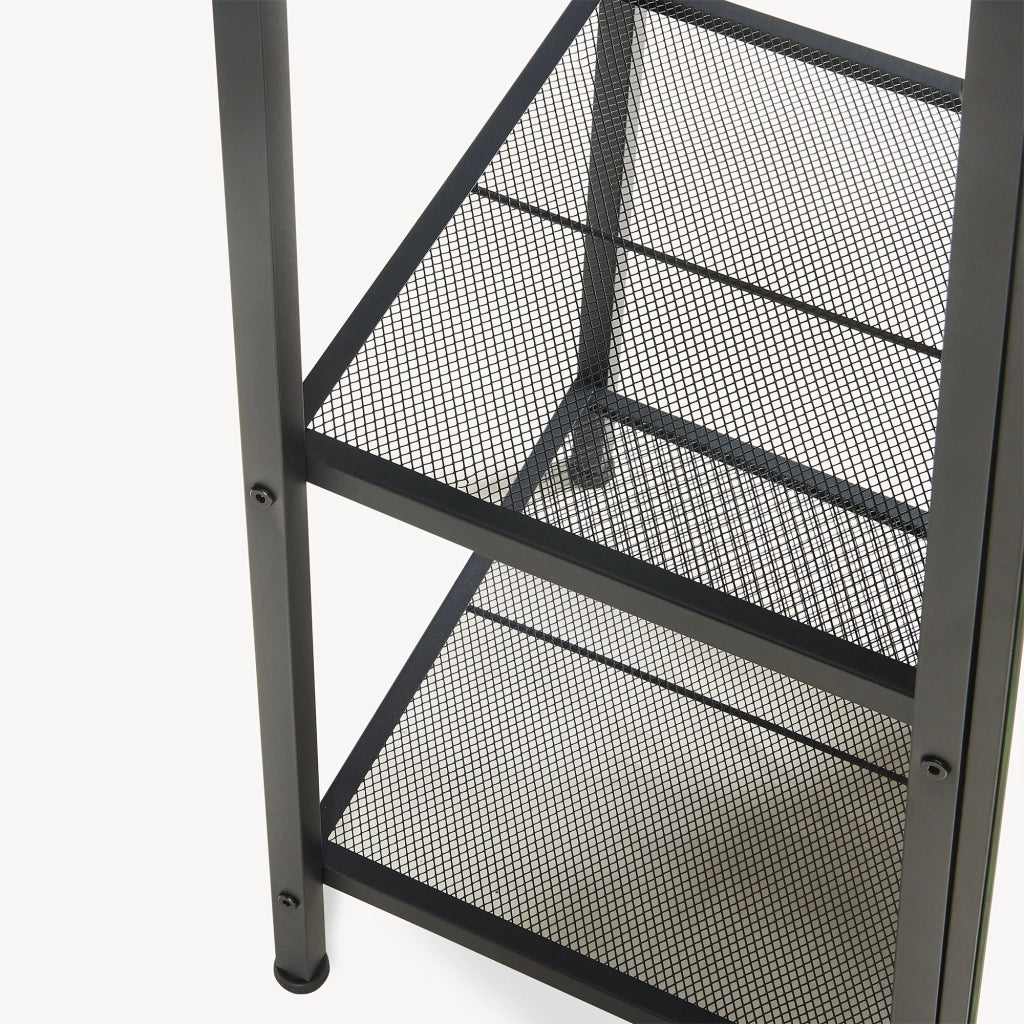 Specchio da Terra Frenraby con Appendiabiti e Ripiani 165 x 40 x 35 cm - Nero [en.casa]