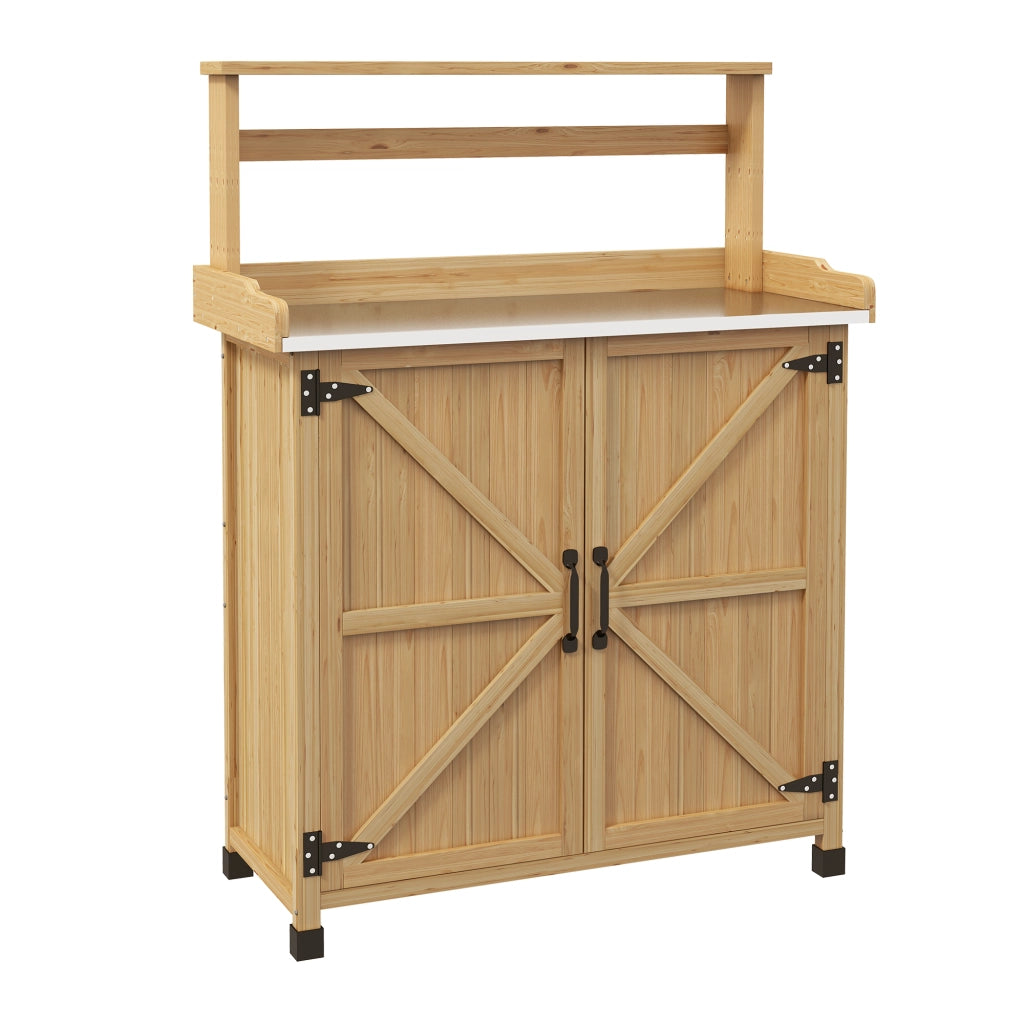 Tavolo da giardino con ripiano e scaffali ¨C zephmum ¨C legno di abete giallo