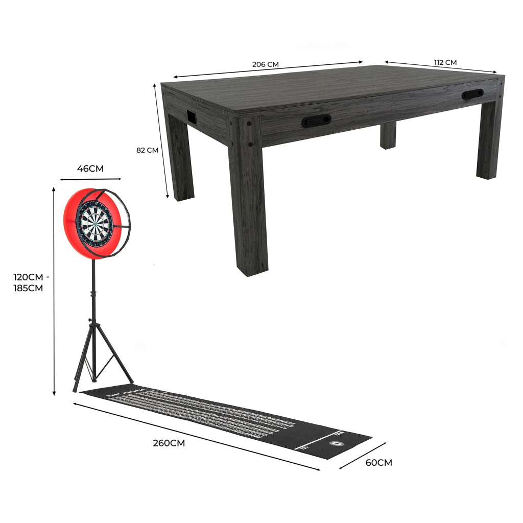 Tavolo Multi Gioco 7-in-1 7ft (213 cm) Grigio con Freccette LED