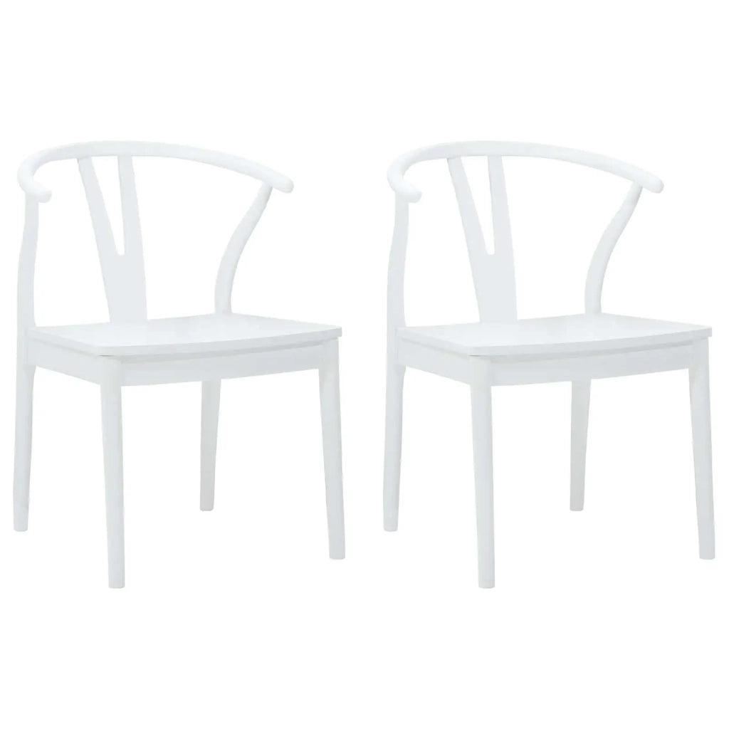Sedia da pranzo 2 pz | Sedie da cucina Bianco e Bianco Legno di gomma solido