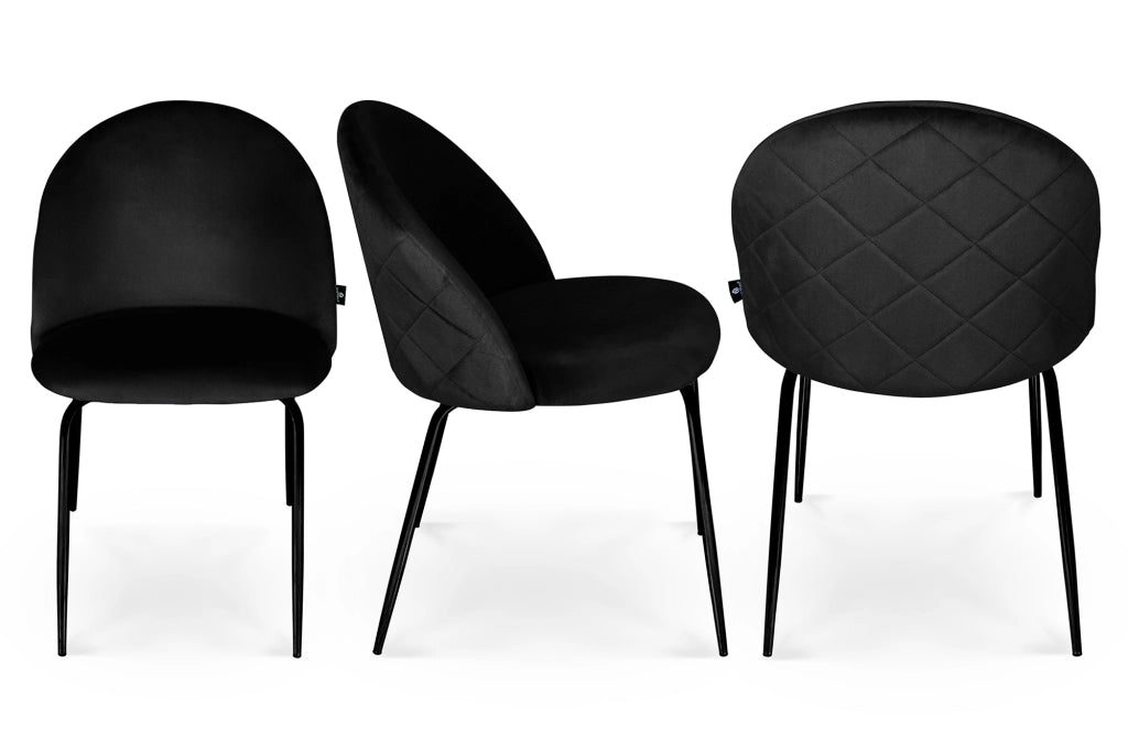 Set di 2 sedie da pranzo imbottite in velluto nero piede nero – Nicole - SD10NIPN