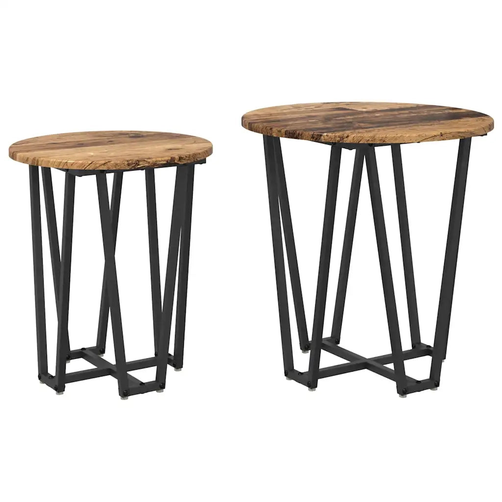 Set tavolini 2 pz | Tavolo laterale Legno Antico e Nero