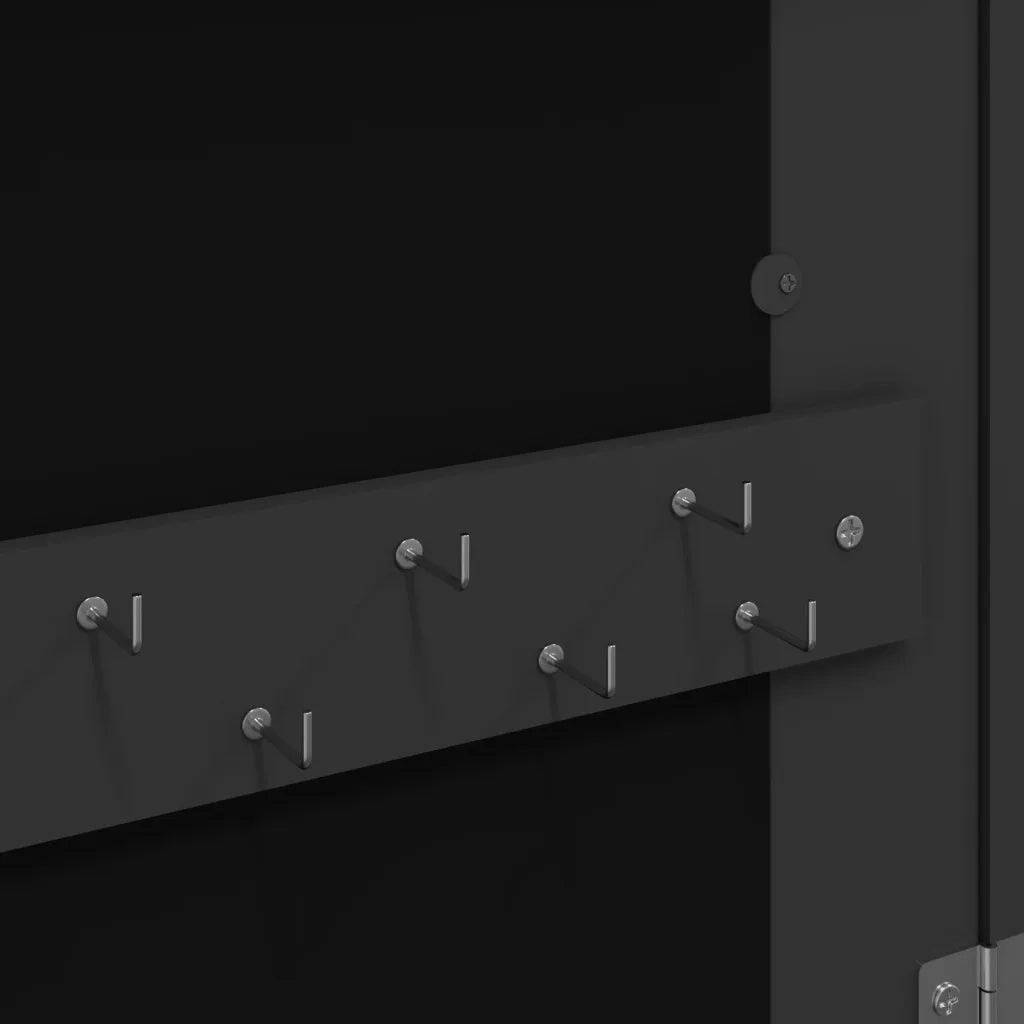 Armadio Portagioie a Specchio con Luci LED a Parete Nero 353236