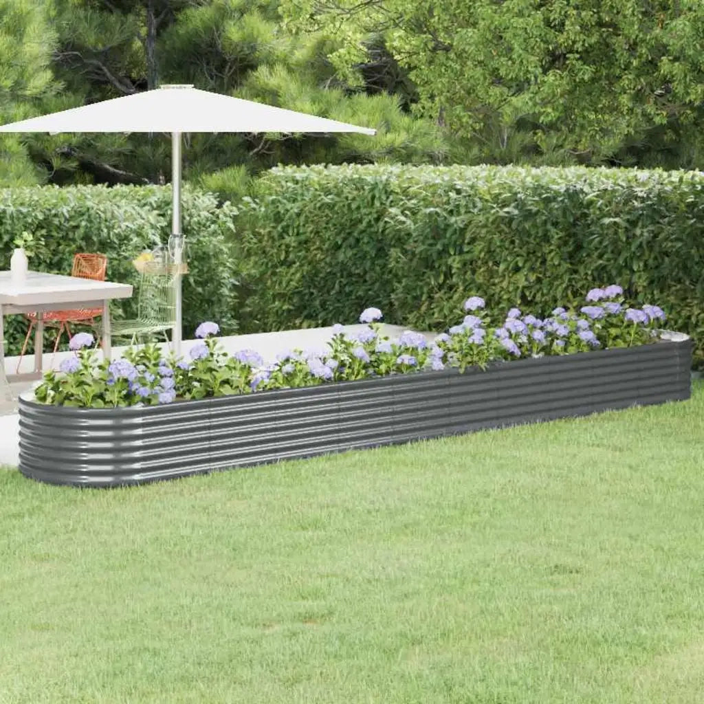 Fioriere | Cassetta per fiori | Letto da Giardino in Acciaio Zincato 440x80x36 cm Antracite