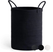 Wastebasket grande con maniglia, cesto per asciugamani, cesto in cotone per bambini, cesto per asciugamani per bagno, cesto per asciugamani per soggiorno, cesto per coperte, giocattoli per bambini, 38x50cm, nero