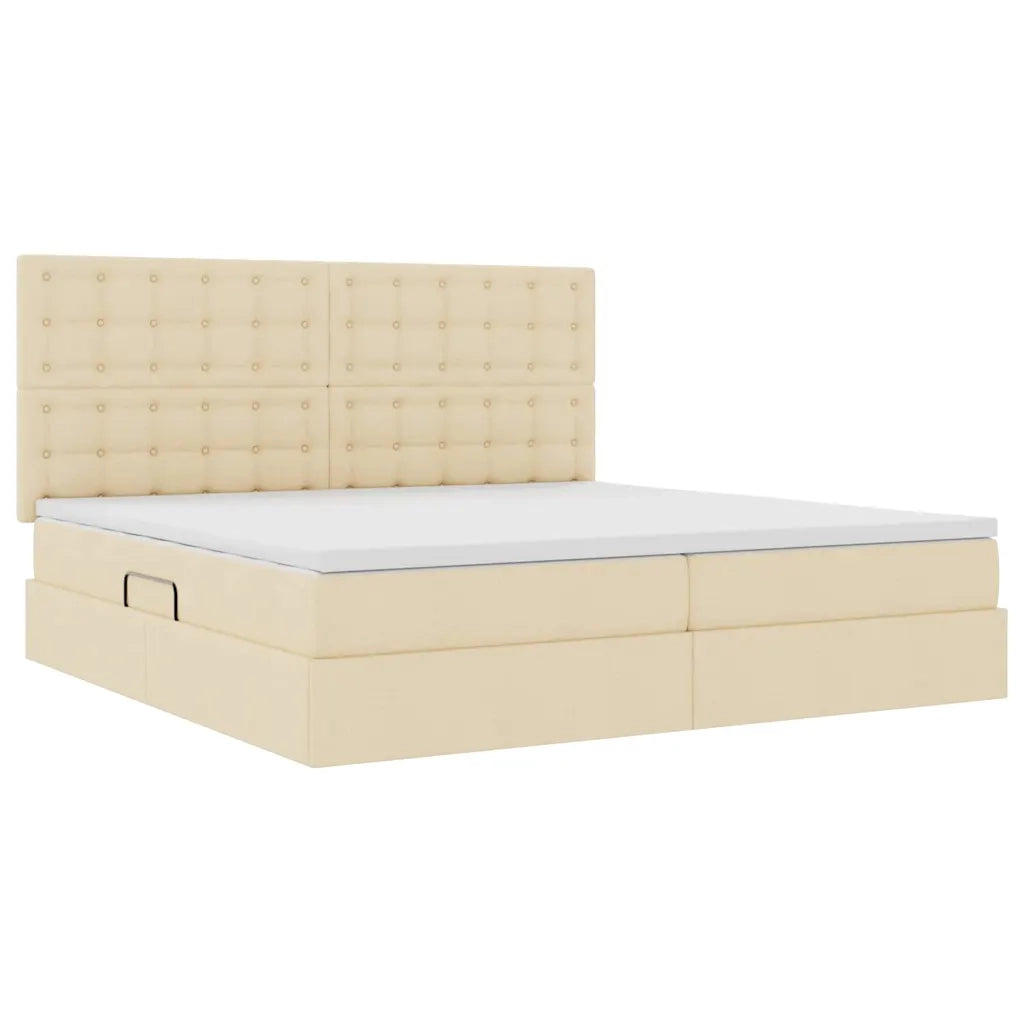 Letto con contenitore e materasso Crema 200 x 200 cm Poliestere 3371932