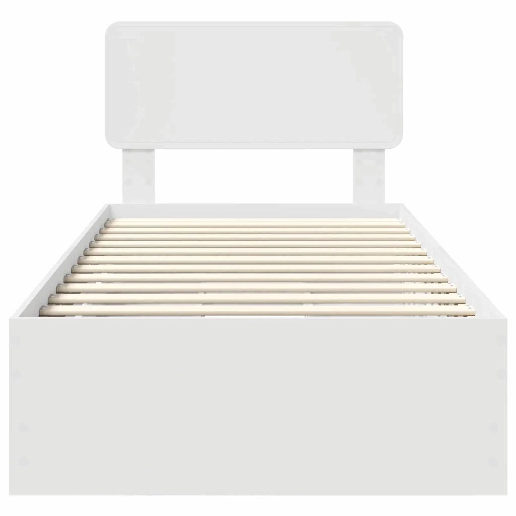Letto singolo | Letto per adulti | Struttura del letto Bianco 90 x 200 cm Legno ingegnerizzato