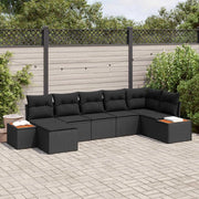 Set Divano da Giardino con cuscino 8 pcs Nero Polyrattan