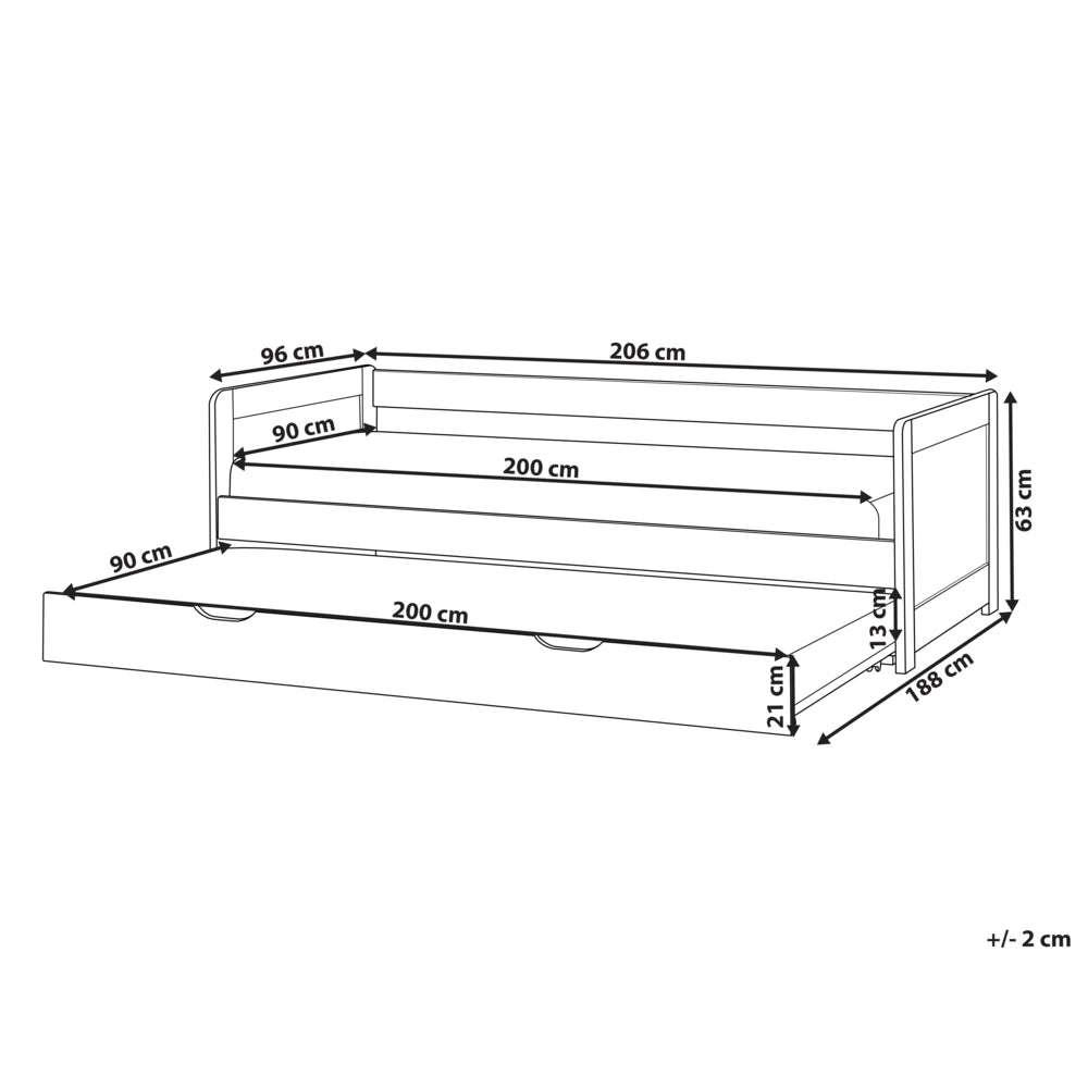 Letto a castello per bambini in legno di pino bianco struttura di dimensioni singole EU con telaio estraibile extra.