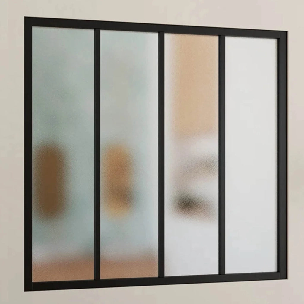 IDMarket - Tetto in vetro dell'officina a 4 pannelli L. 116 x H. 108 cm in metallo nero e vetro temperato smerigliato