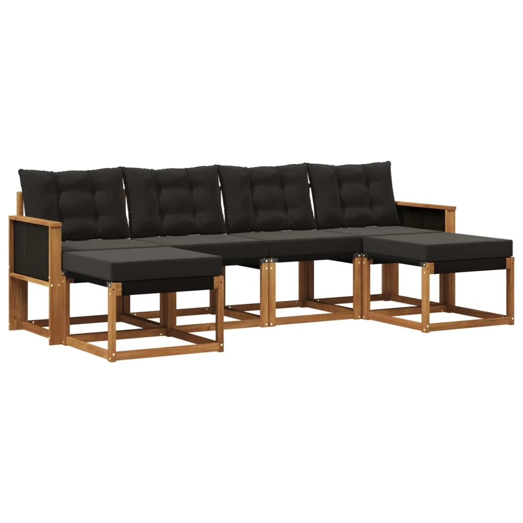 Set di divani da esterno con cuscino 6 pcs Naturale e Nero 3382120
