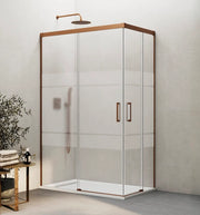 Box doccia angolare BASIC apertura al vertice 140x80 cm (135-139/75-80) rame vetro satinato
