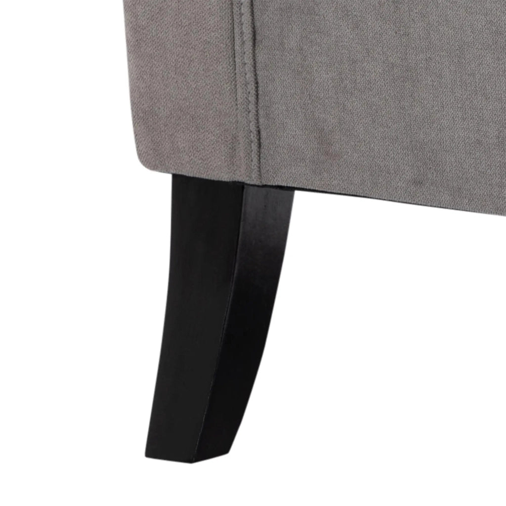Poltrona relax con schienale alto, 74x86x102 cm, grigia, in poliestere, con piedini in legno