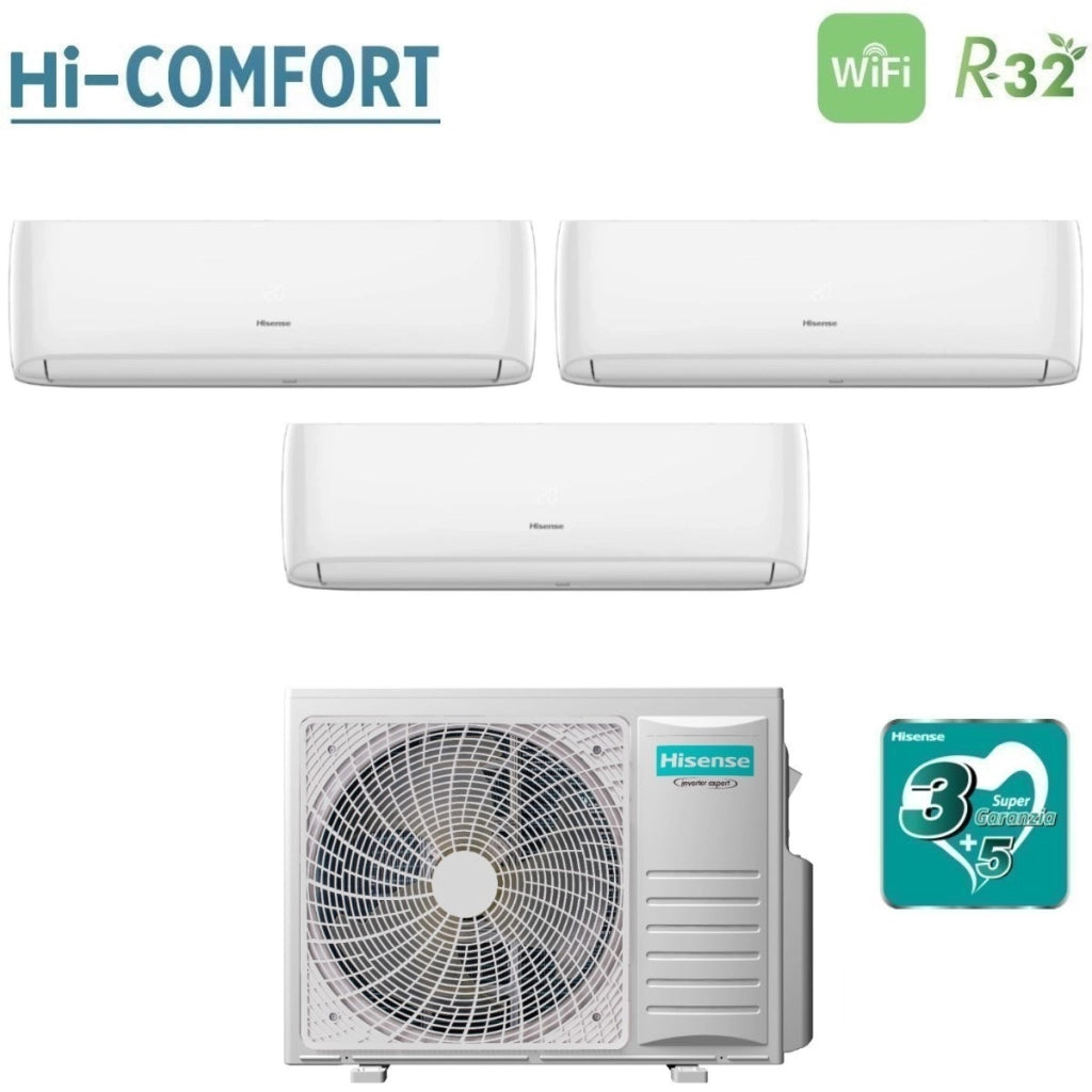 Condizionatore Trial Split Hisense Hi-Comfort 9+9+12 con 3AMW52U4RJC R-32 Wi-Fi Integrato