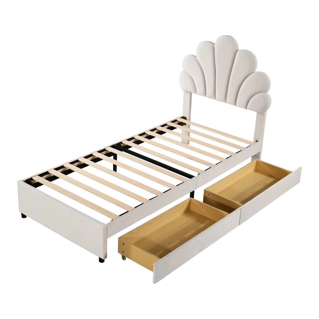 letto imbottito velluto beige 90 x 200 cm