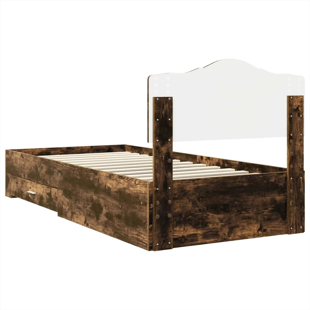 Letto singolo | Letto per adulti | Struttura del letto Rovere fum¨¦ 70 x 190 cm Legno multistrato