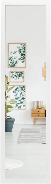 Specchio a Figura Intera Sopra la Porta, Specchio da Parete Lungo con Ganci per la Porta, Ideale per Camera da Letto Soggiorno Ingresso, 33x119 cm (Bianco)