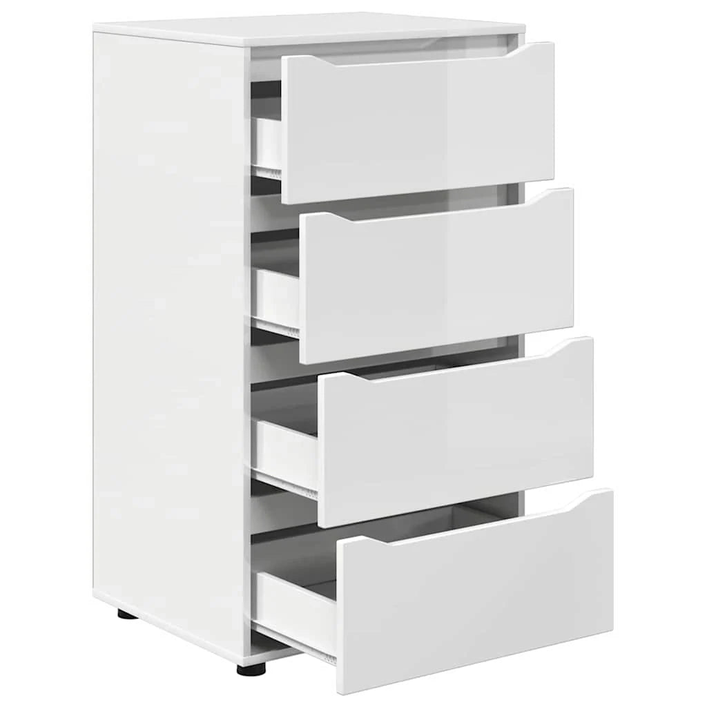 Set di 2 mobili contenitori moderni e funzionali 60 x 48 x 105 cm realizzati in legno ingegnerizzato bianco lucido 02_0056190