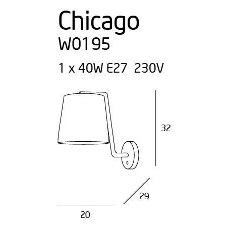 Applique CHICAGO bianca con paralume 1xE27 40W Maxlight