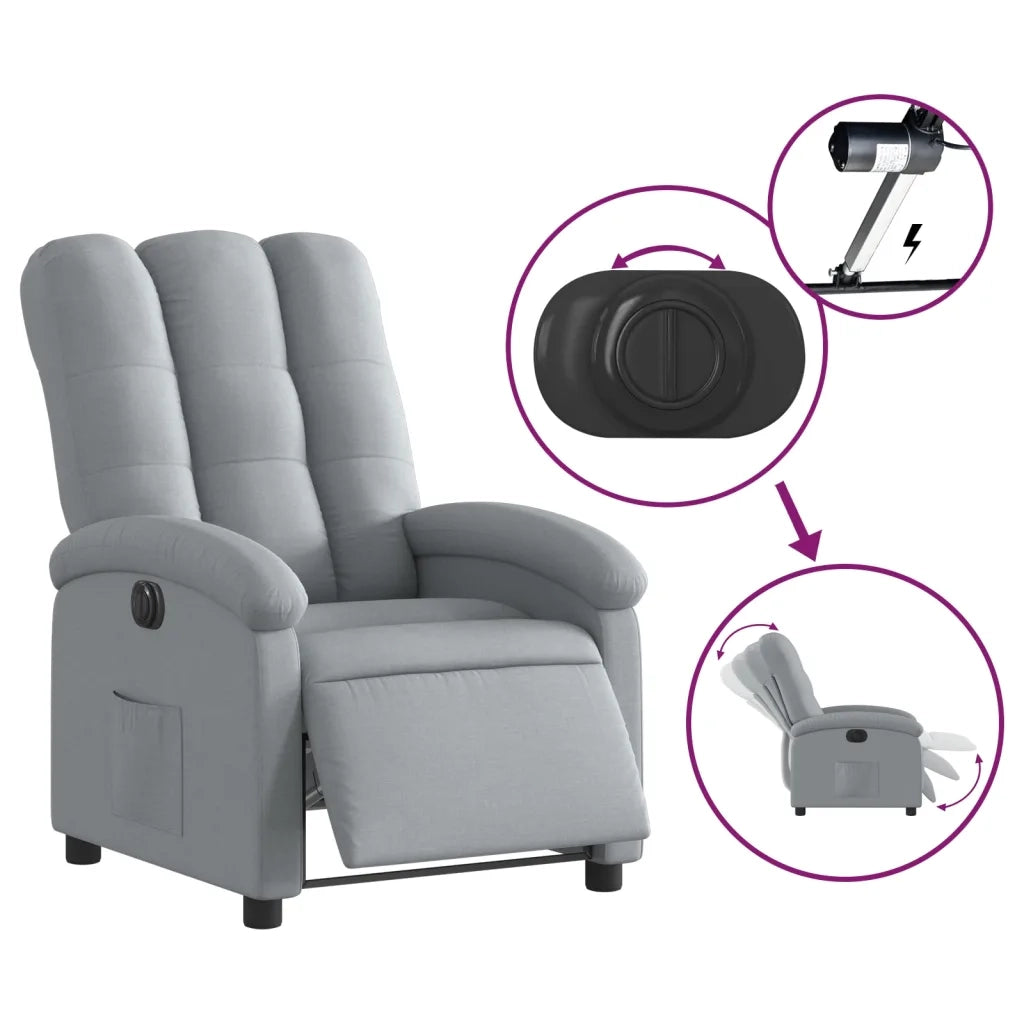 Poltrona | Sedia Relax Elettrica Reclinabile Grigio Chiaro in Tessuto