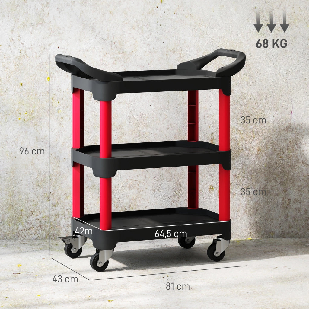 Carrello per attrezzi con 3 livelli ¨C Minimal ¨C Nero, plastica