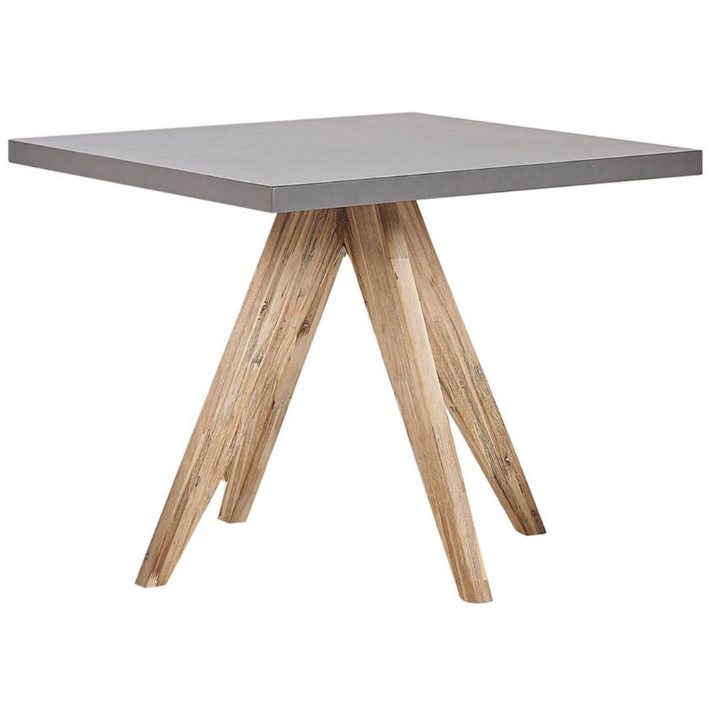 Set da Giardino con Tavolo Quadrato e 4 Sgabelli in Cemento Grigio e Base in Legno di Acacia
