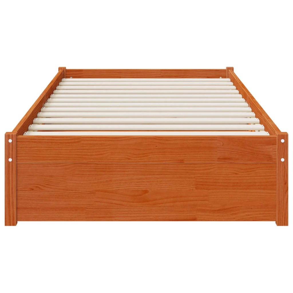 Letto singolo | Letto per adulti | Struttura del letto 3 pcs Marrone cerato Legno di pino