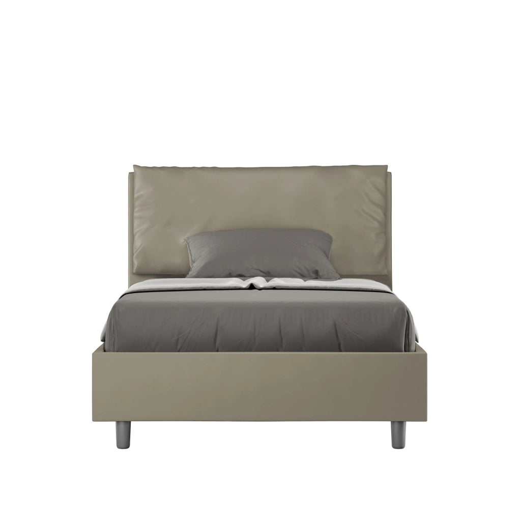 BS COM Letto una piazza e mezza contenitore imbottito 120x190 similpelle cappuccino