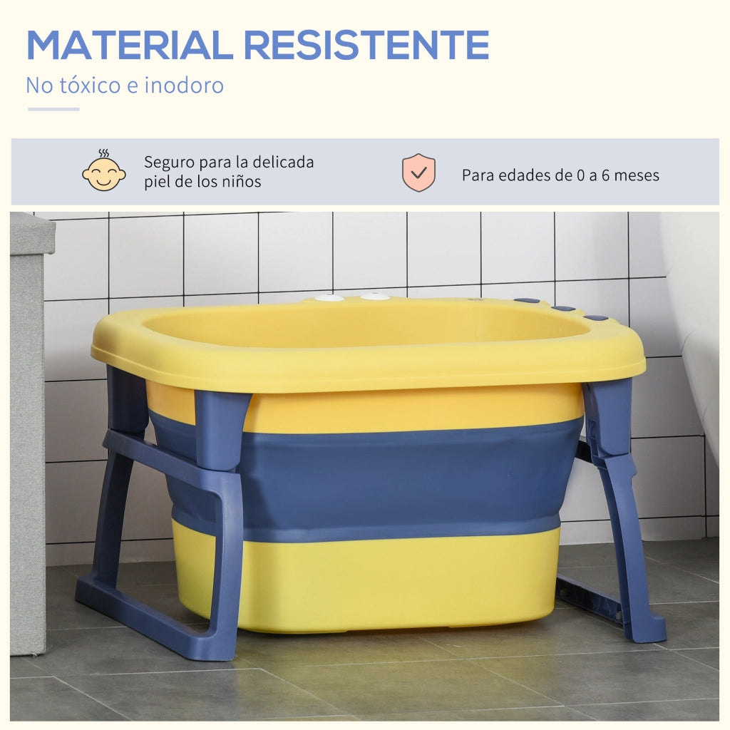 Vasca da bagno per bambini pieghevole ¨C zephmum ¨C giallo e blu 75.3x55.4x43 cm