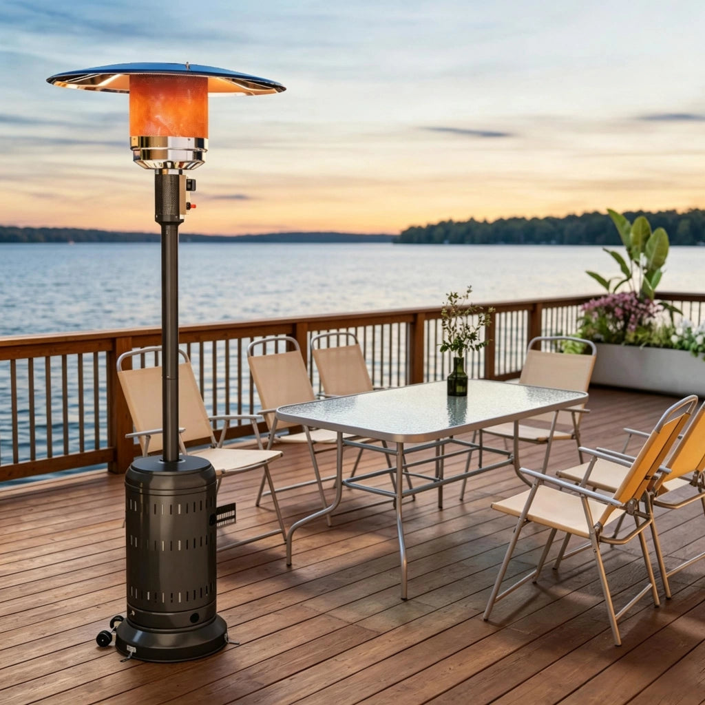 Riscaldatore da esterno per patio, riscaldatore a gas portatile da 11 kW con impostazioni di calore regolabili, riscaldatore a gas per giardino, terra