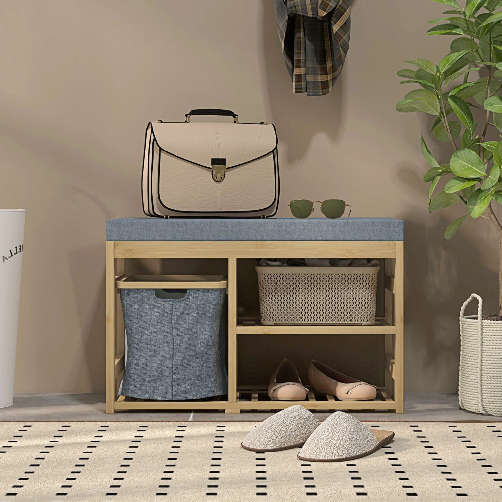 Scarpiera con Seduta ¨C Minimal ¨C Legno Naturale 69x30x45 cm