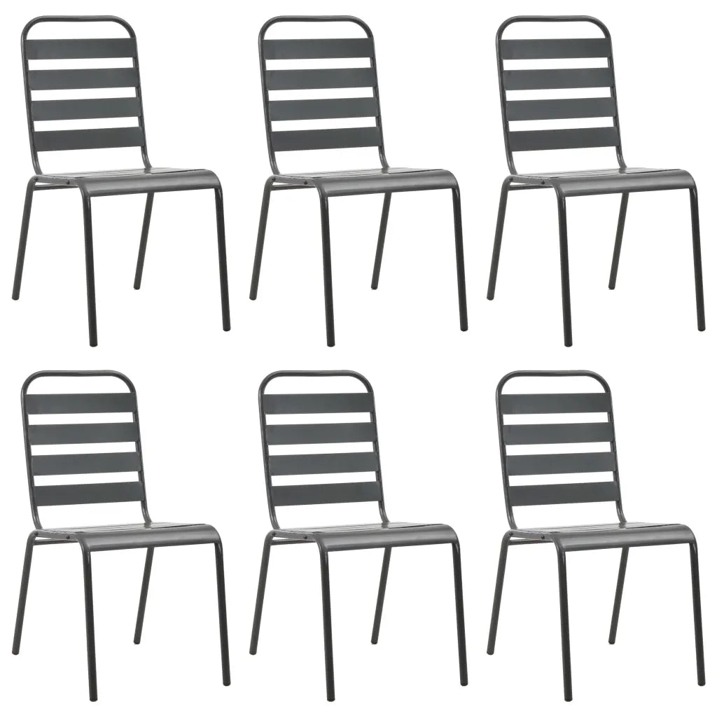 Set Mobili da Pranzo per Giardino 7 pz in Acciaio Grigio Scuro 3074477
