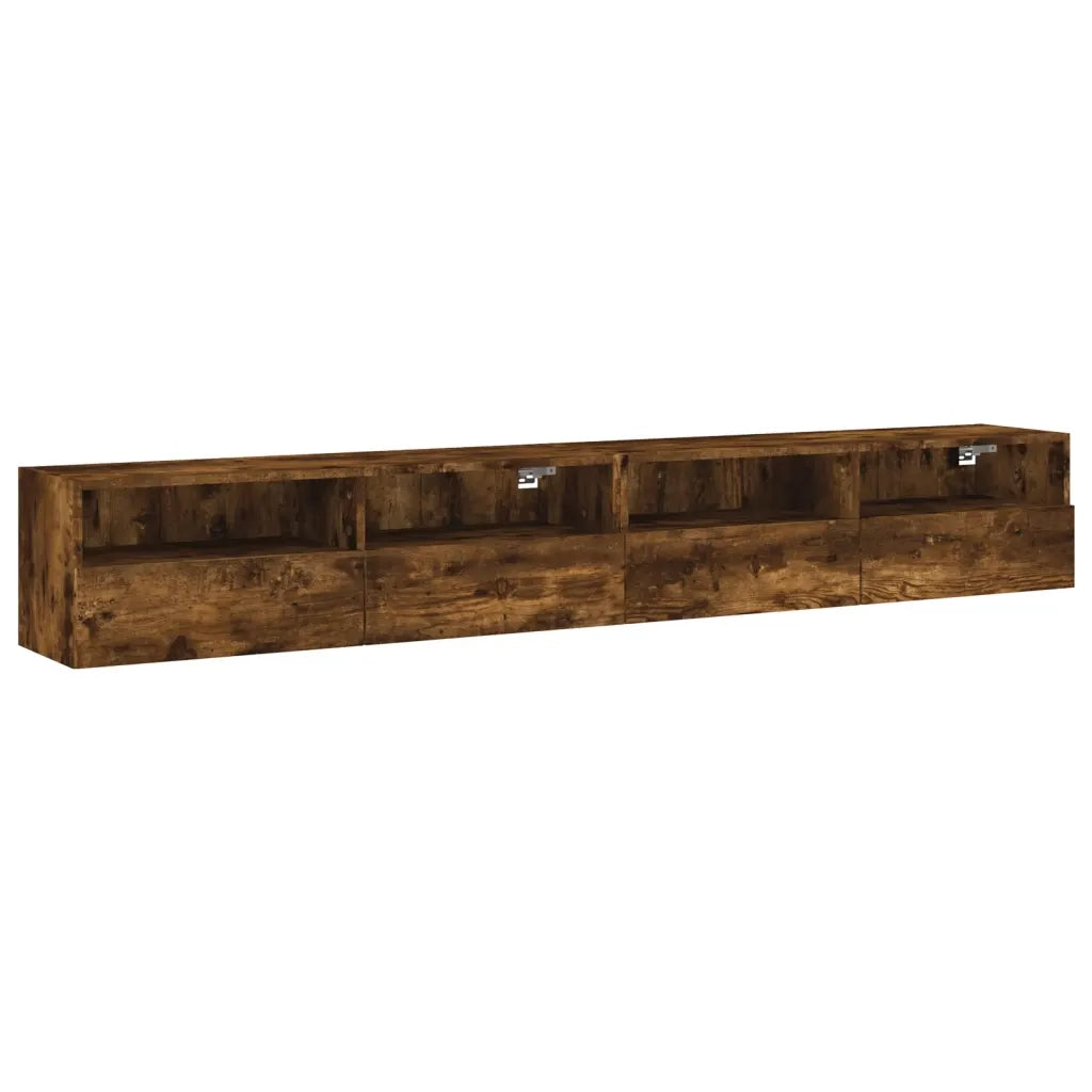 Mobili TV Parete 2 pz-Credenza per TV Rovere Fumo 100x30x30 cm Legno Multistrato