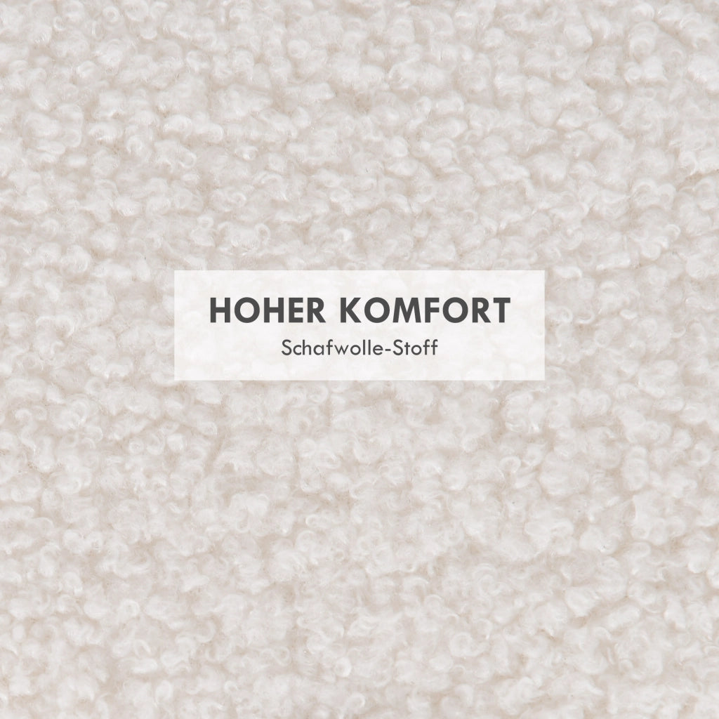 Pouf Imbottito con Stoccaggio ¨C Minimal ¨C 56x56x42 cm, Bianco, Tessuto Teddy