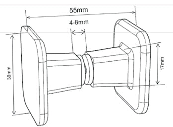 Coppia Pomelli Box Doccia Cromati Square Minimal 39x55 mm