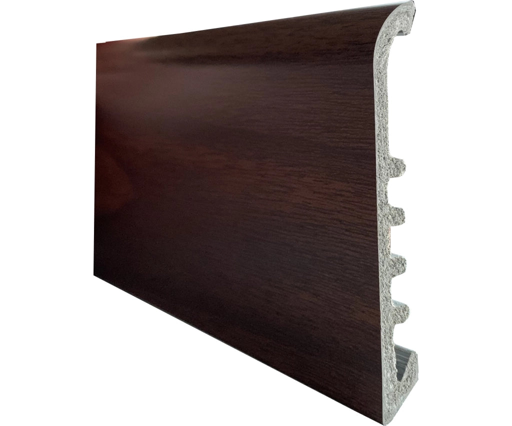 BATTISCOPA IN PVC TIPO 'LARGE' 75x9 mm - noce - barra 2 mt - 10 pezzi