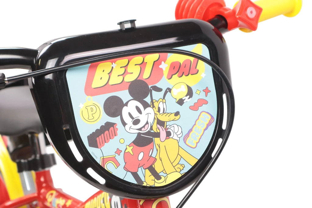 Bicicletta per Bambini 12" Disney Mickey Mouse Freno Caliper e Stabilizzatori in Acciaio Hi-Ten Rosso