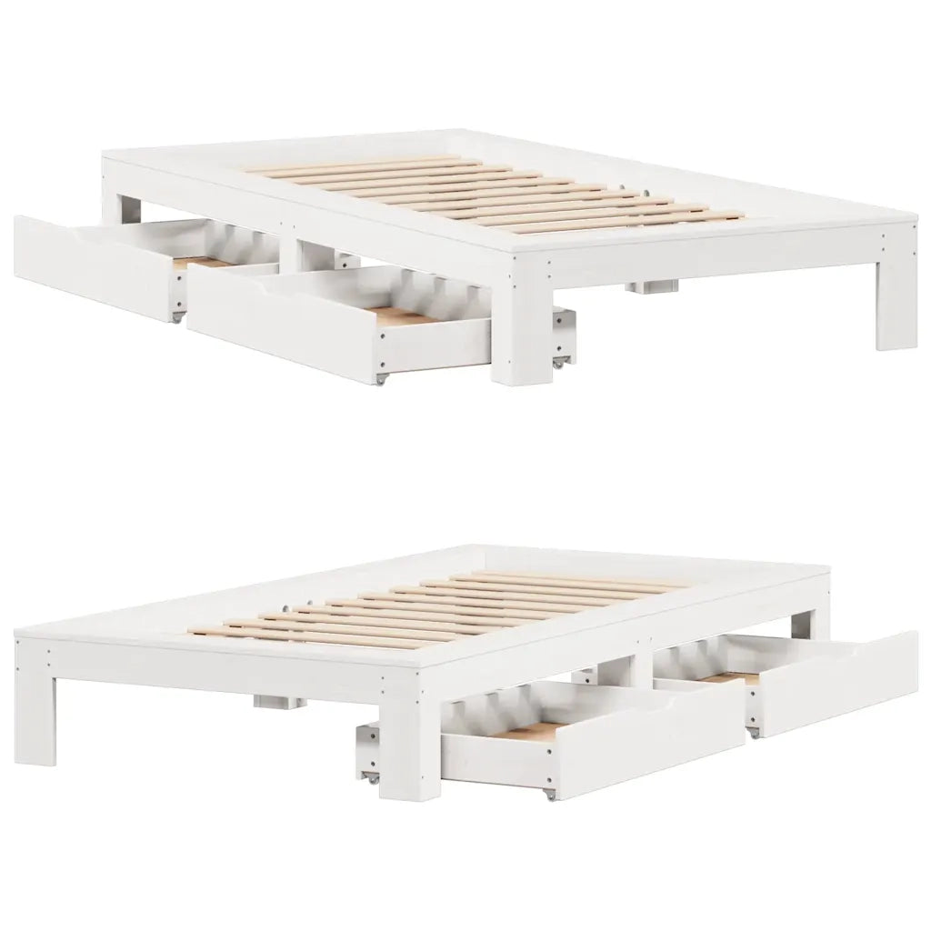 Letto singolo | Letto per adulti | Giroletto senza Materasso Bianco 90x200 cm Legno Massello Pino