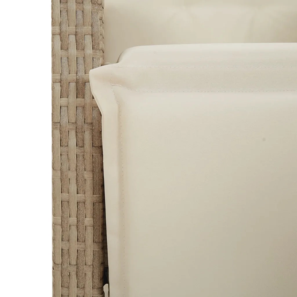Set da Pranzo da Giardino 7 pz con Cuscini Beige in Polyrattan 3213006