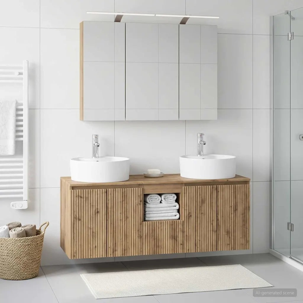 Set di Armadi da Bagno 4 pz Rovere Artigianale 3406462